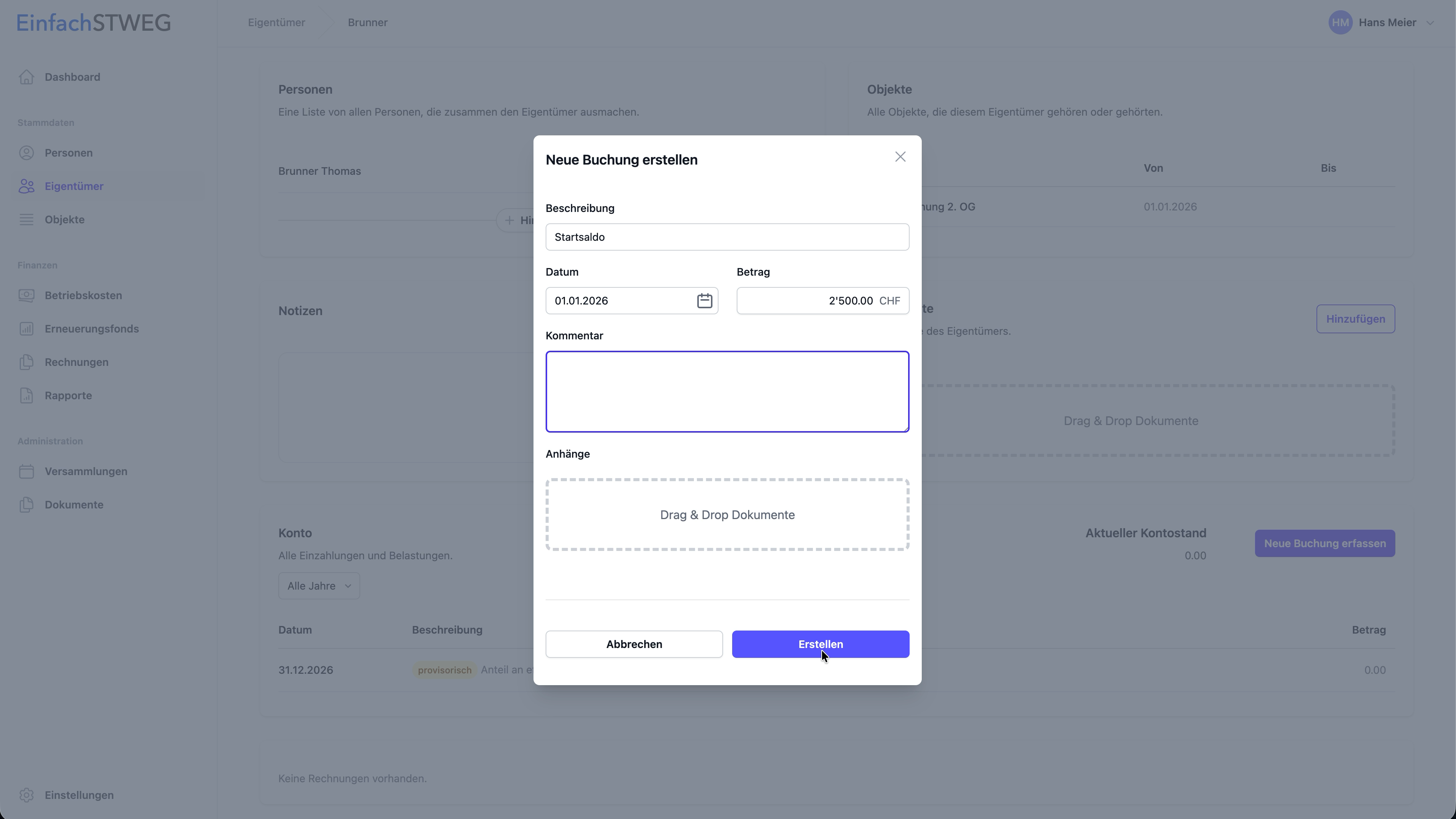 Akontozahlung erfassen