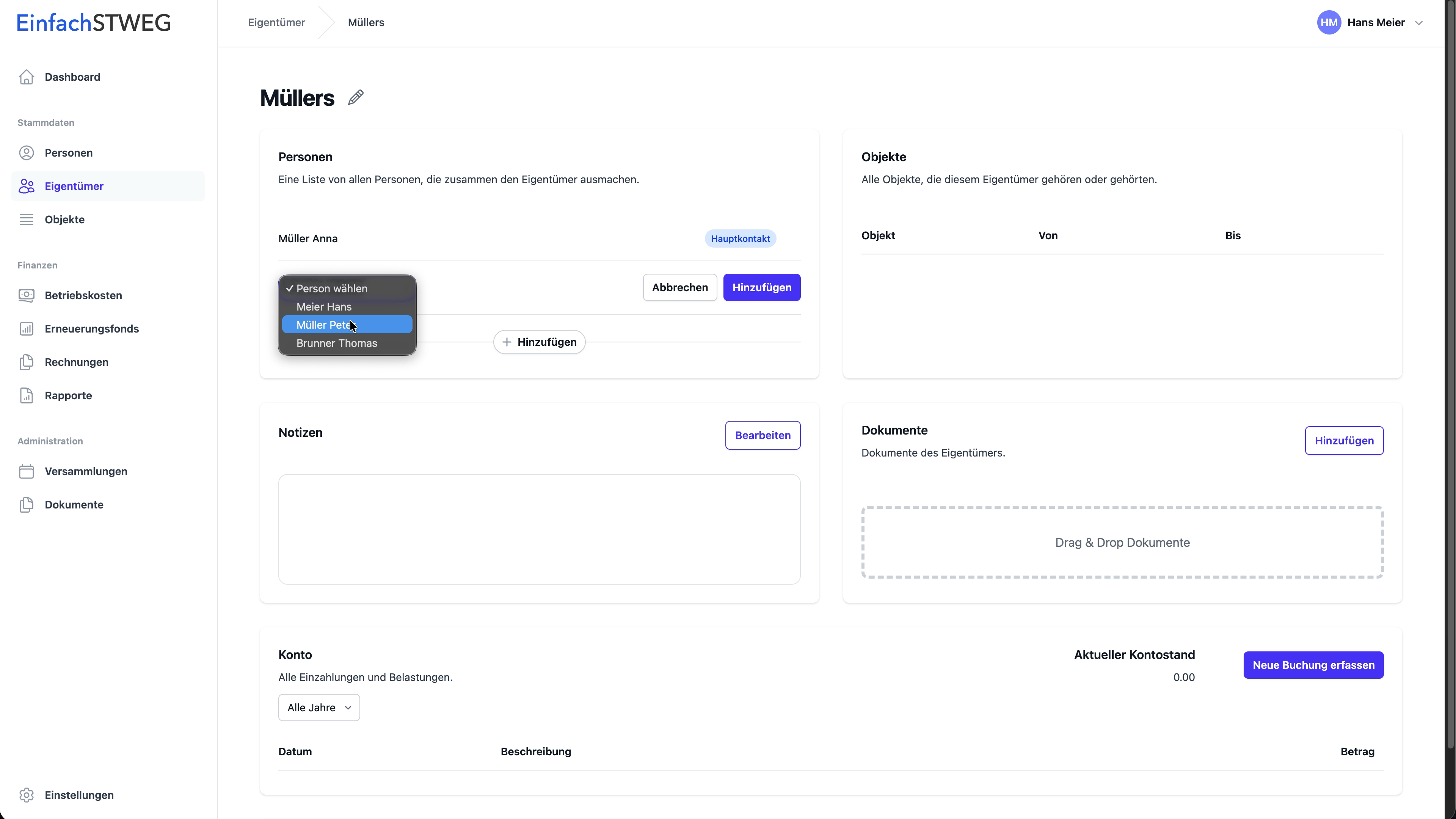 Eigentümer Personen hinzufügen