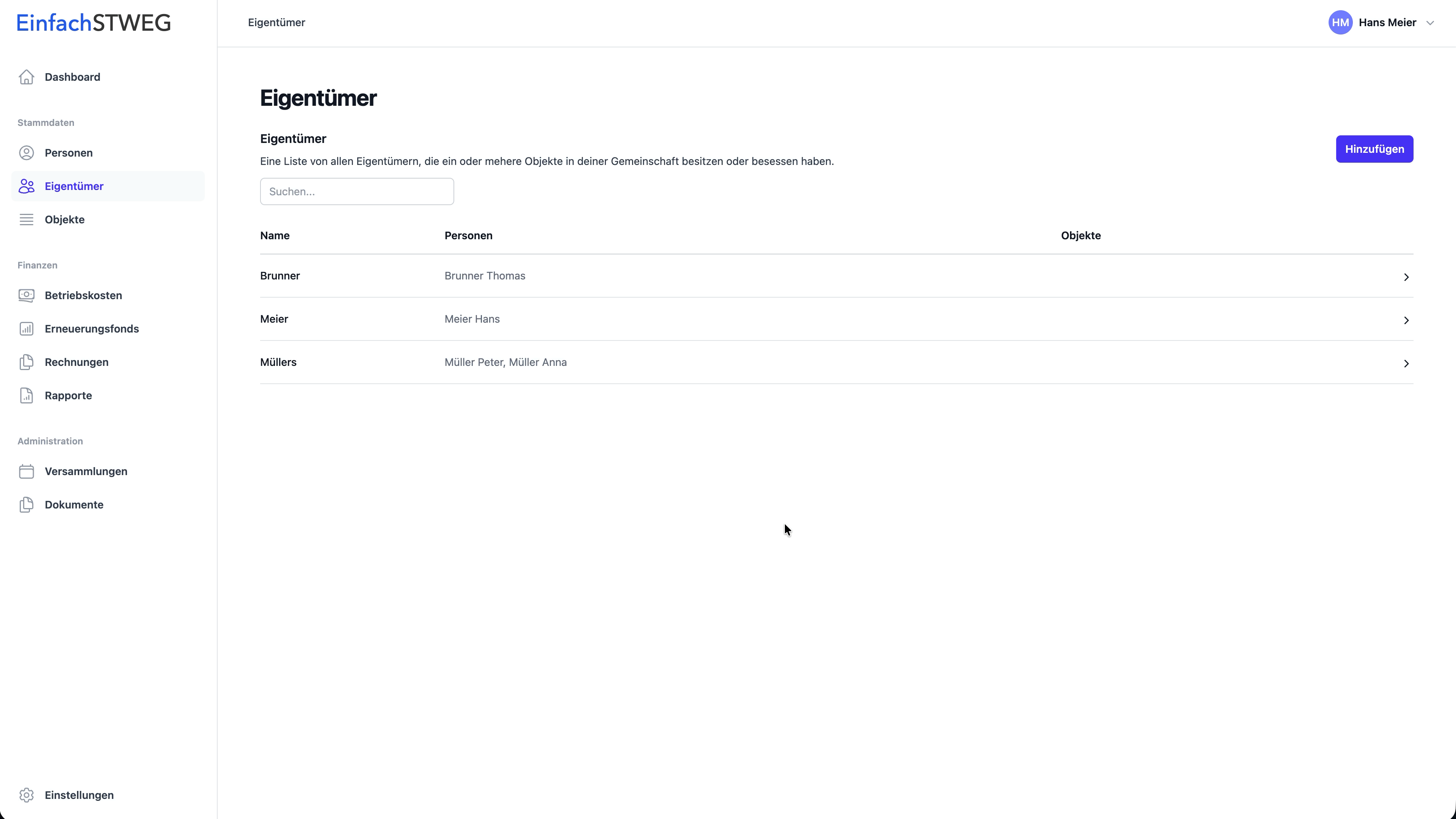 Eigentümer Personen hinzufügen