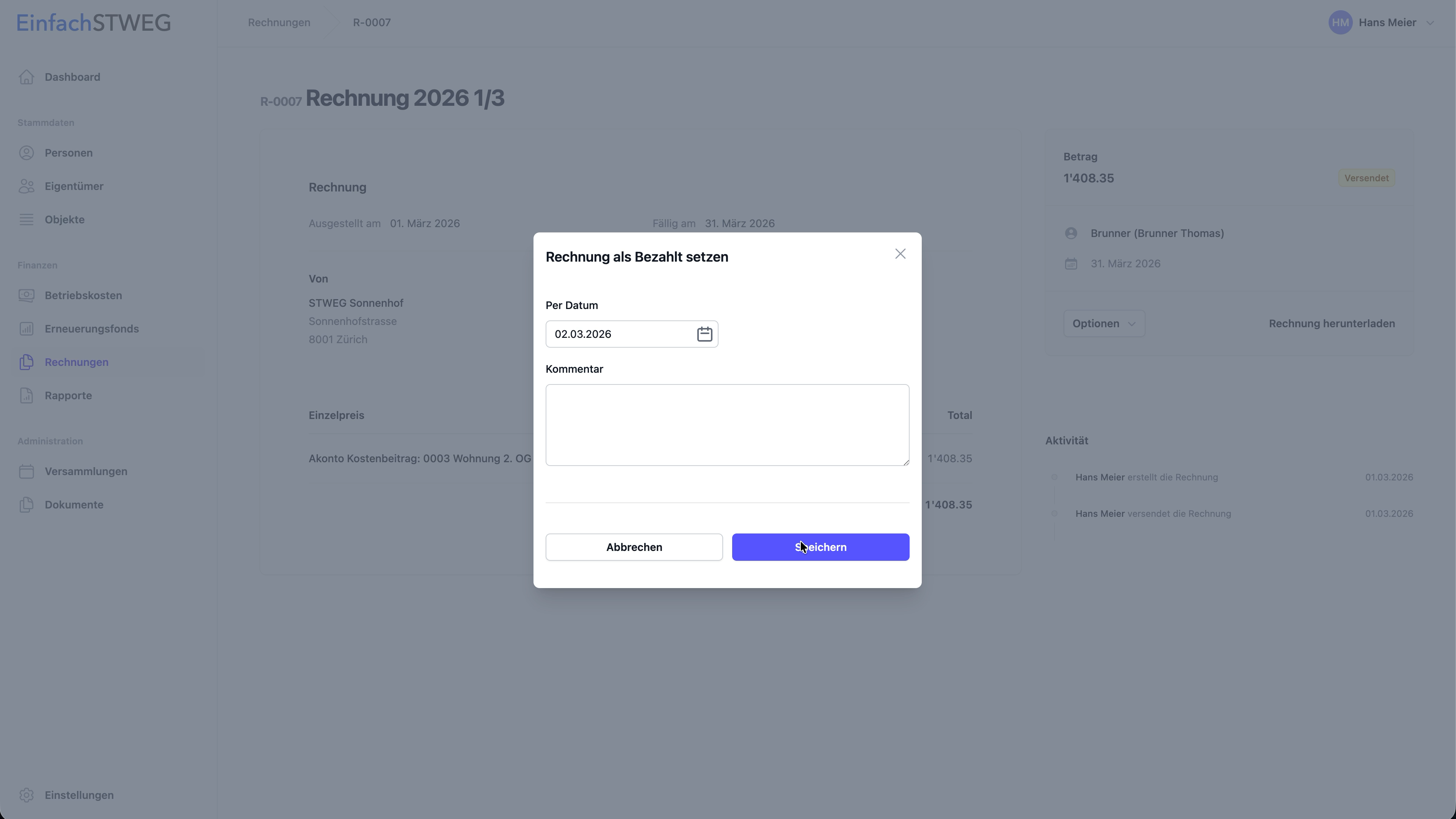 Akontozahlung erfassen