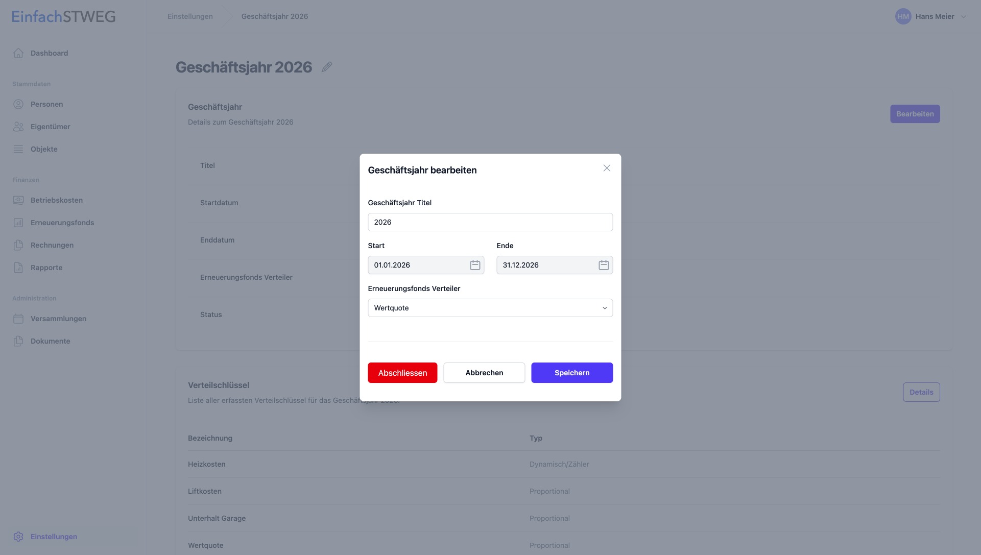 Geschäftsjahr bearbeiten